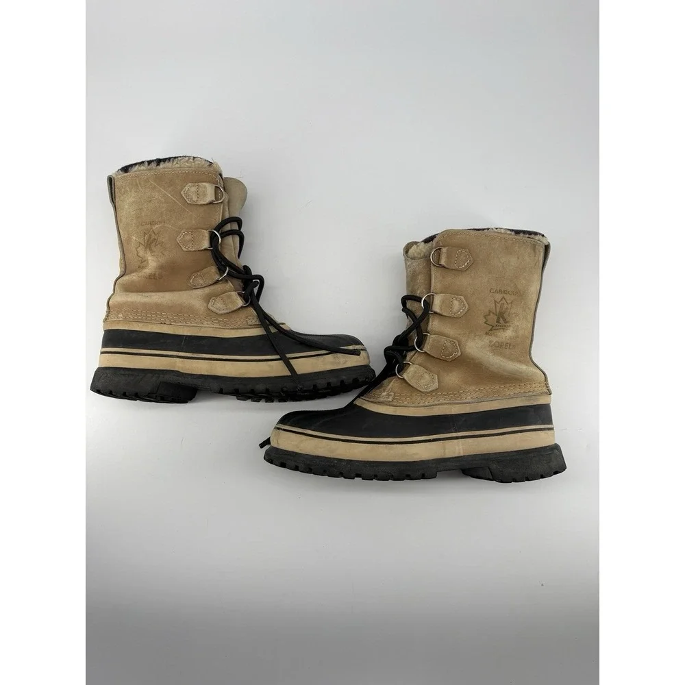 Vintage Sorel Caribou Boots Womens Size 9 Leather Waterproof MADE IN CANADA